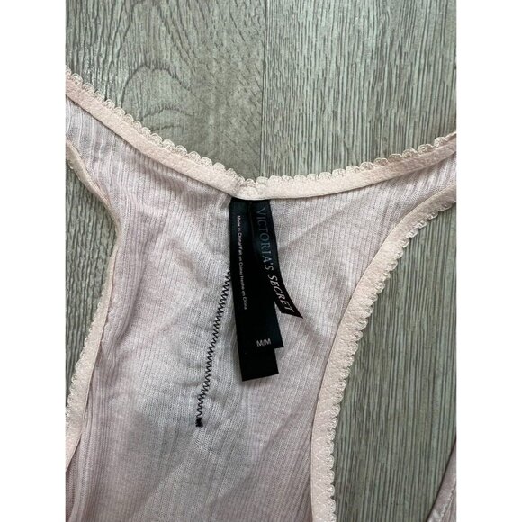 Victoria's Secret Pink Lace Camisole Pajama Sleeveless Tank Top Sz M Rhinestones - Picture 6 of 6